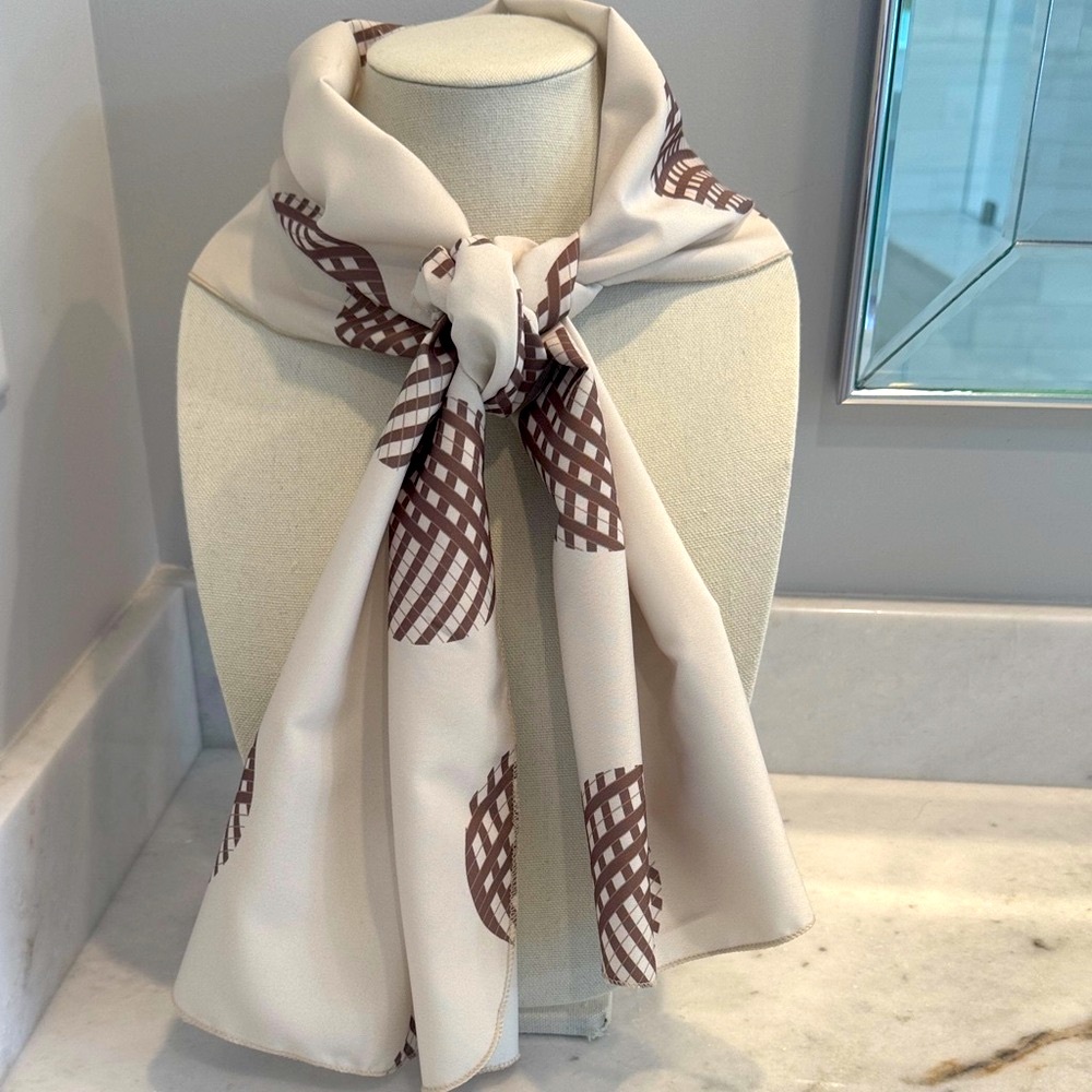 Neutral Dot Pattern Scarf in Beige and Dark Brown NWOT